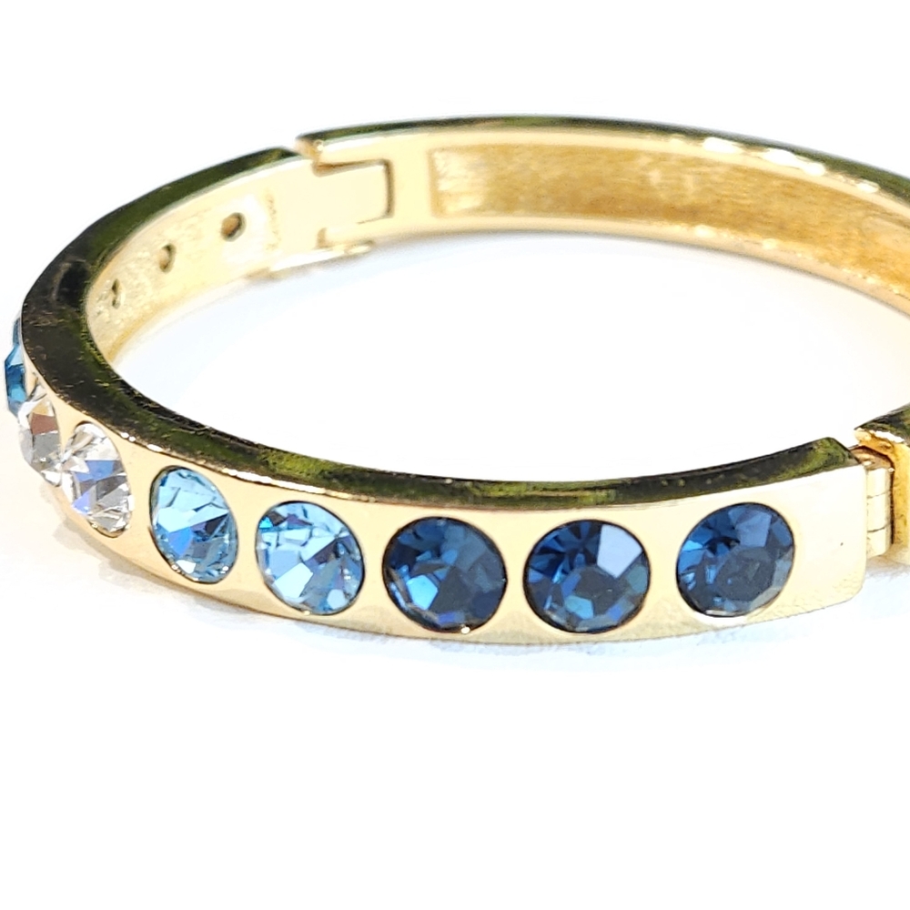 Christian Dior Bracelet Vintage Swarovski Blue Crystal Chr.Dior Gold Bracelet - Picture 15 of 16